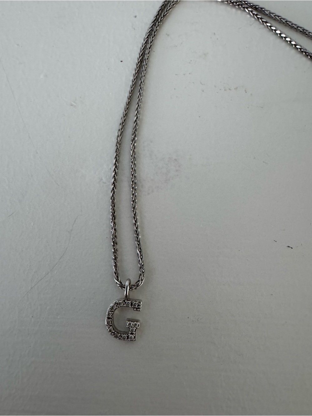 “G” Pendant and Necklace - White Gold